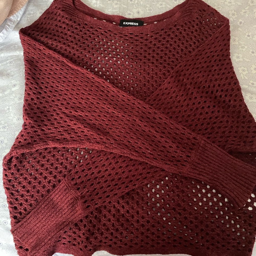 Burgundy color. Size Small. Express. Crochet Top